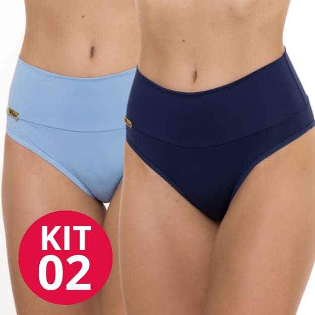 Kit 2 Calcinha Cós Duplo Feminina Sara Modeladora Cintura Alta Alto Conforto Do M ao 56 Liquida 9.9