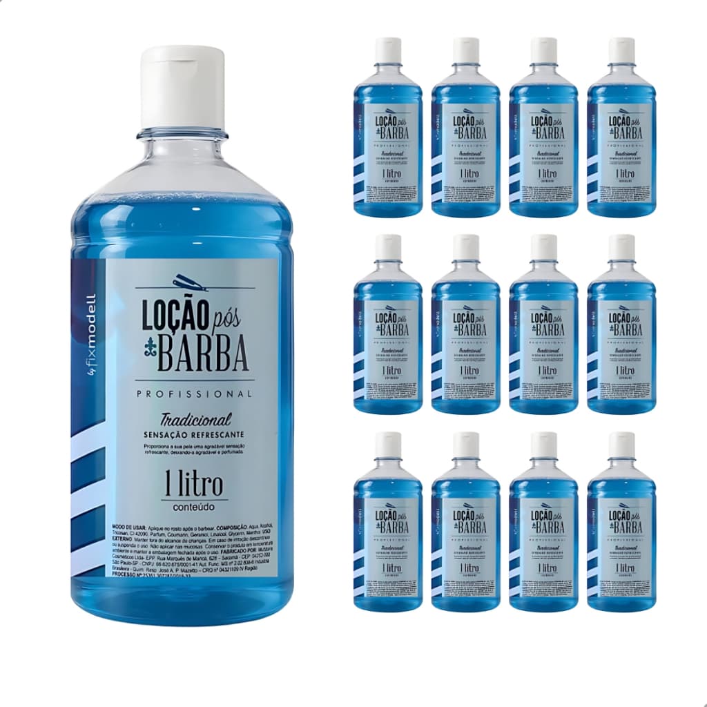 Loção Pós Barba 1L FixModell  Lavanda masculino Refrescante Profissional Kit 3/6/12