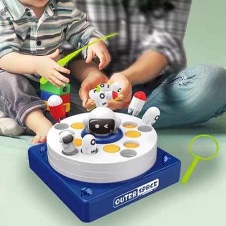 Brinquedo  Jogo Pega Peixe Pescaria Infantil Astronauta Interativo Diversão Família Lançador Foguete