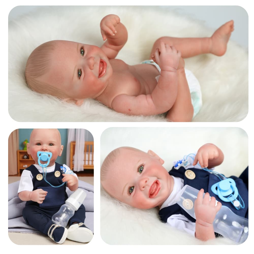 Bebê Reborn Menino Arthur corpo de silicone traços realistas Mundo Kids