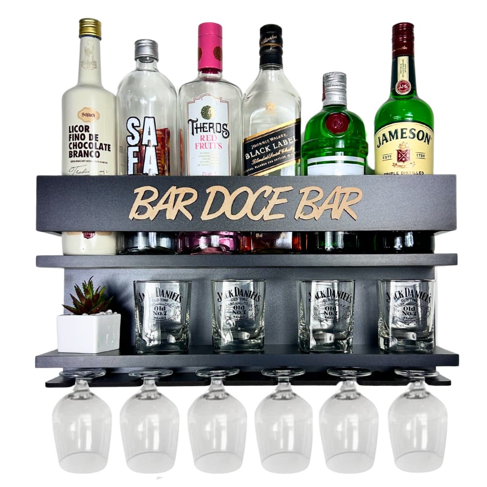 Barzinho de Parede Exclusivo com Porta Taças Bar Doce Bar PR