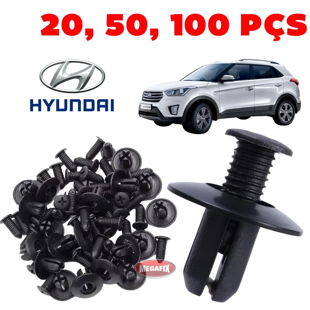 Kit Rebite Presilhas de Fixação Automotiva Moldura Do Para-Lama Dianteiro Hyundai Cantus e Creta