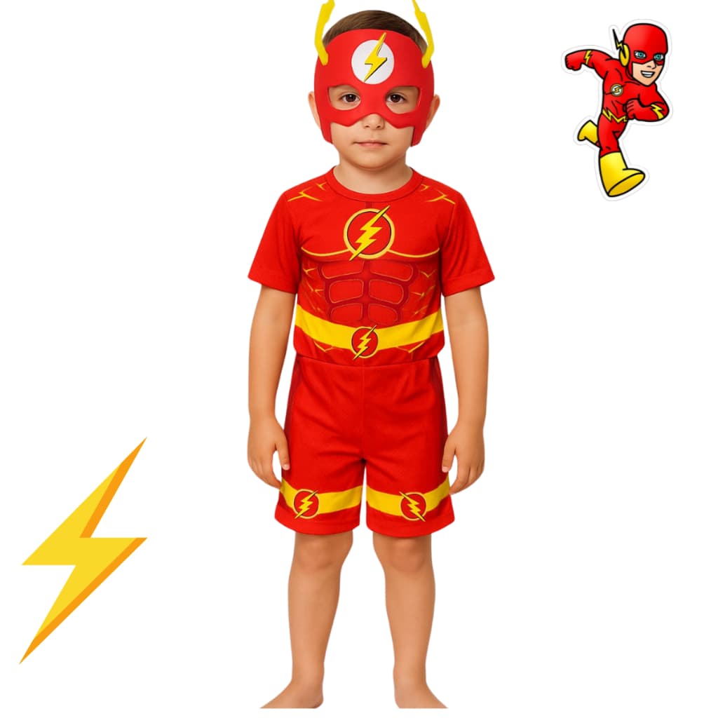 Fantasia Infantil Flash Sem Enchimento C/ Máscara Eva