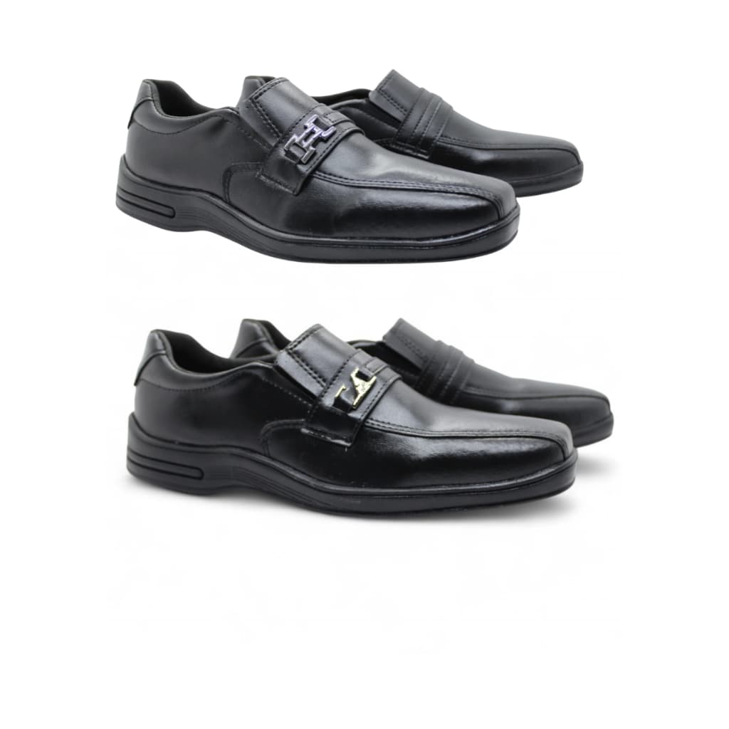 Kit 2 Pares Sapato Masculino Preto Mocassim com Metal Calce Fácil Conforto
