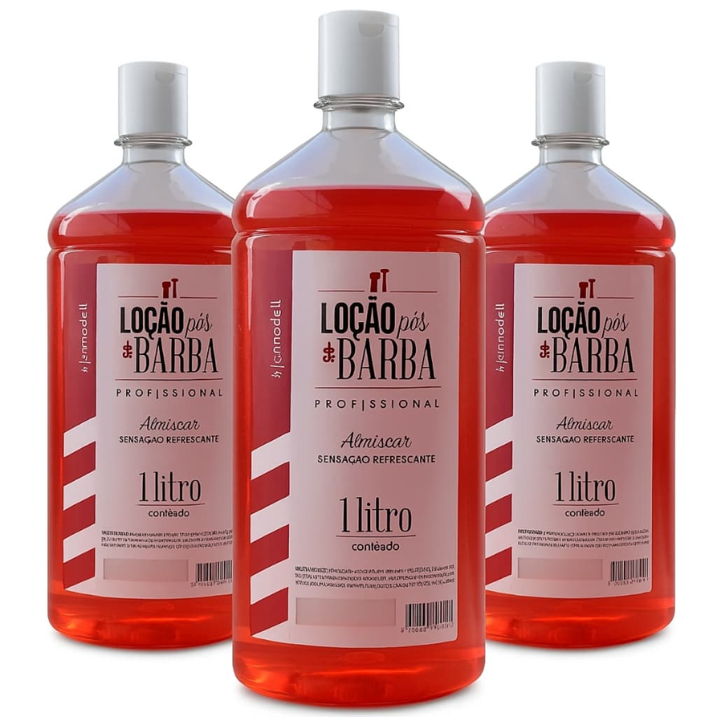 Loção Pós Barba Fixmodell 1L Kit 3 Uni Profissional Hidrata, Acalma e Perfuma