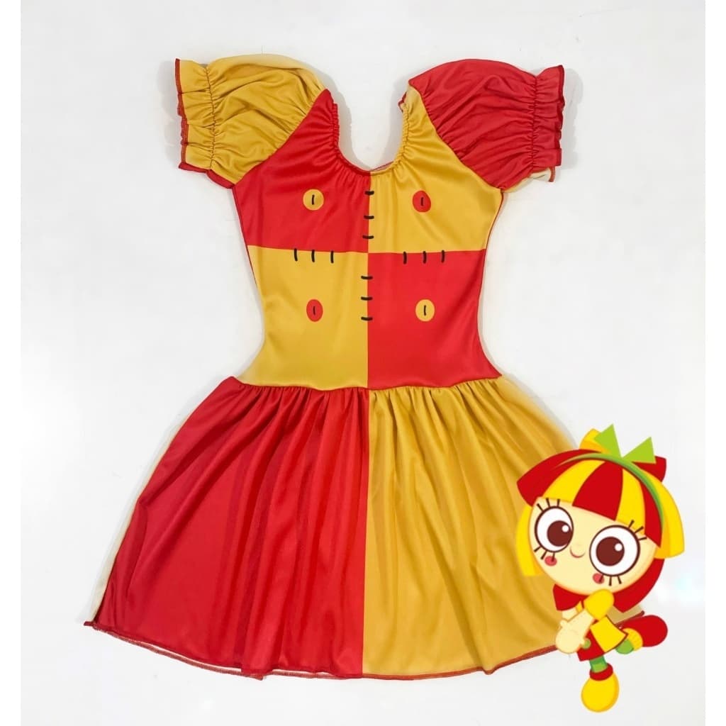 Vestido Emília C/ Short Adulto – Fantasia Sítio do Pica-Pau Amarelo