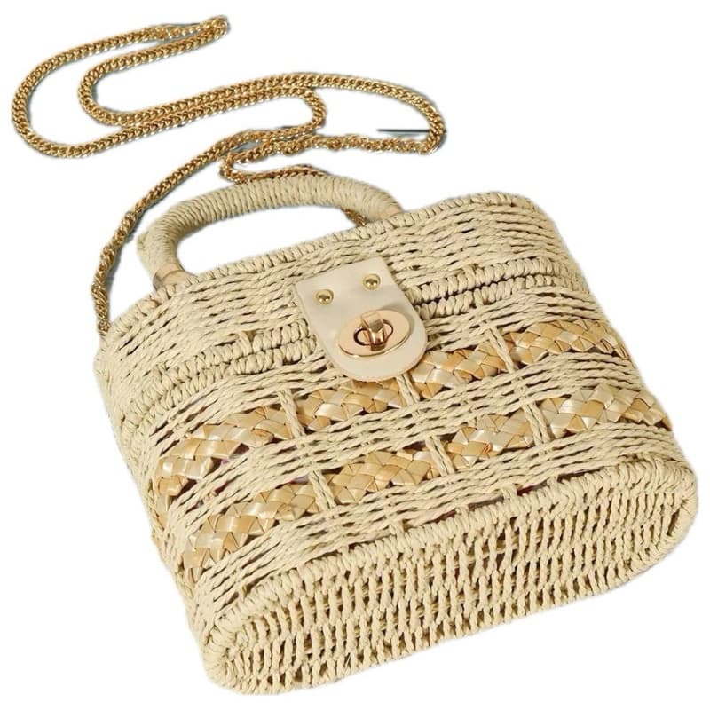 Bolsa de Palha com Alça Corrente – Elegância Natural para o Verão