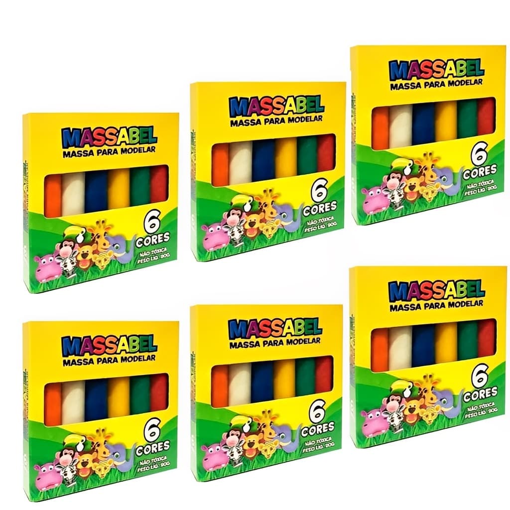 Kit 5 Caixas de Massinha  de Modelar com Massa Para Modelar 65g Festa -Top