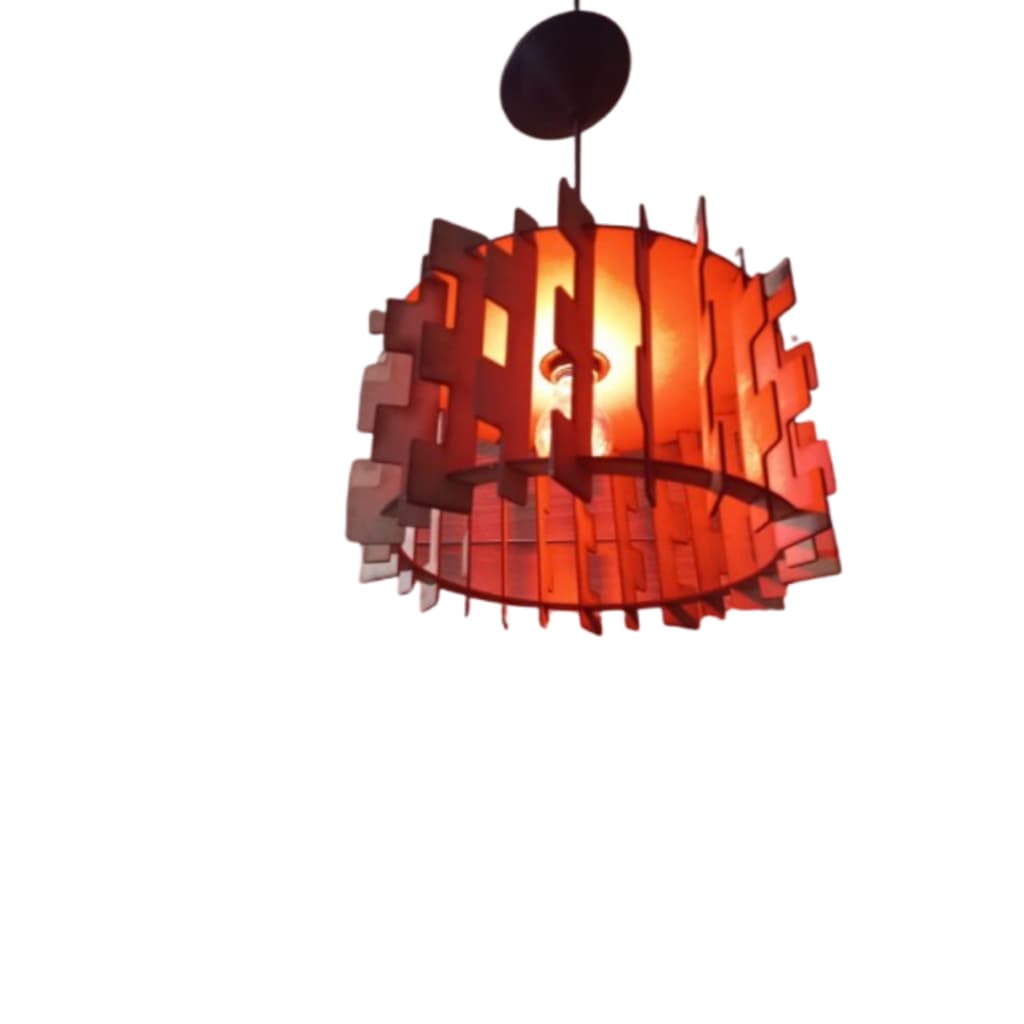 Lustre Pendente Luminária Windon Teto em MDF Natural Rustico