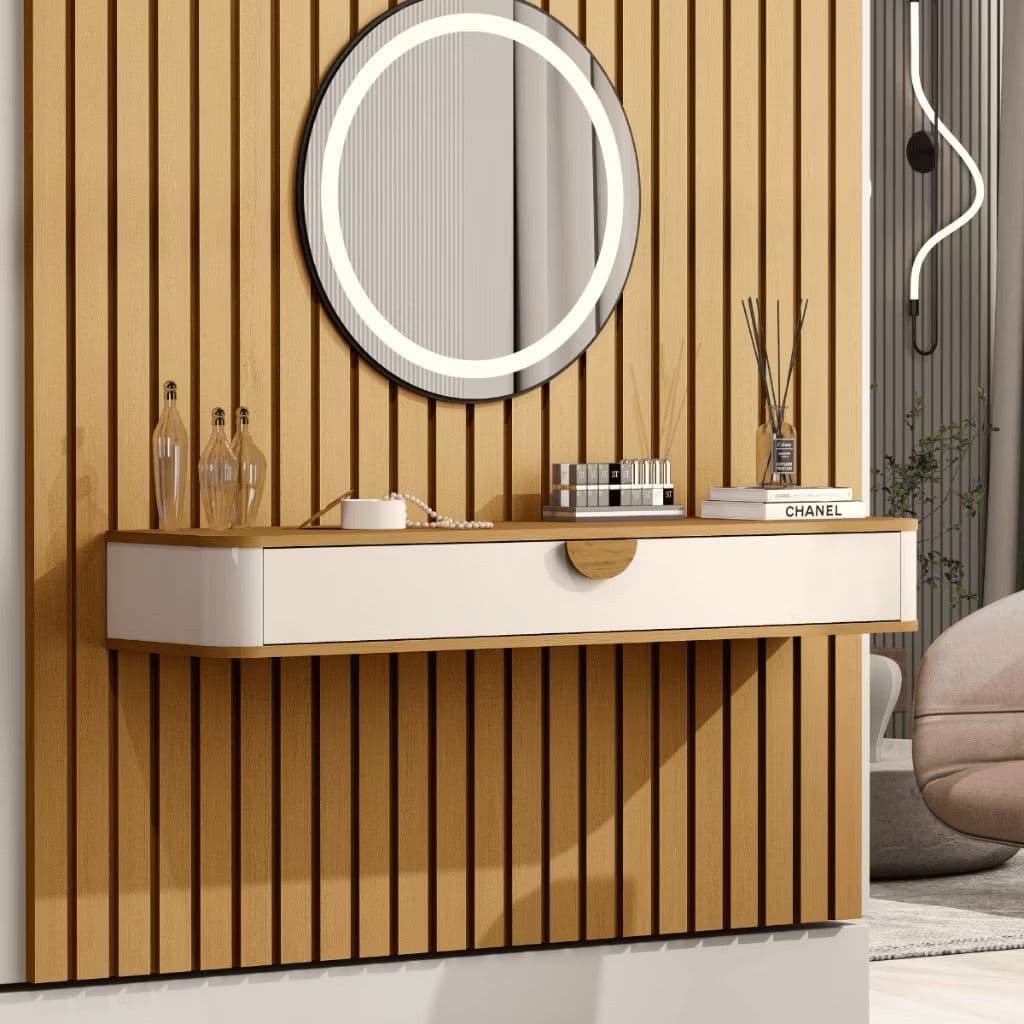 Aparador Penteadeira Suspensa Camarim com Gaveta Multifuncional para Quarto Organizador Decorativa Retrô Buriti