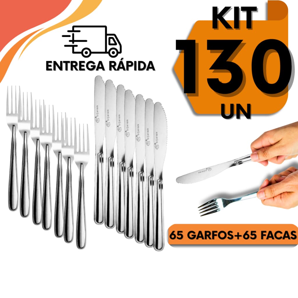 Talheres Inox 130  90 ou 50 Unidades Para Cozinha Restaurante Festa Enxoval Completo