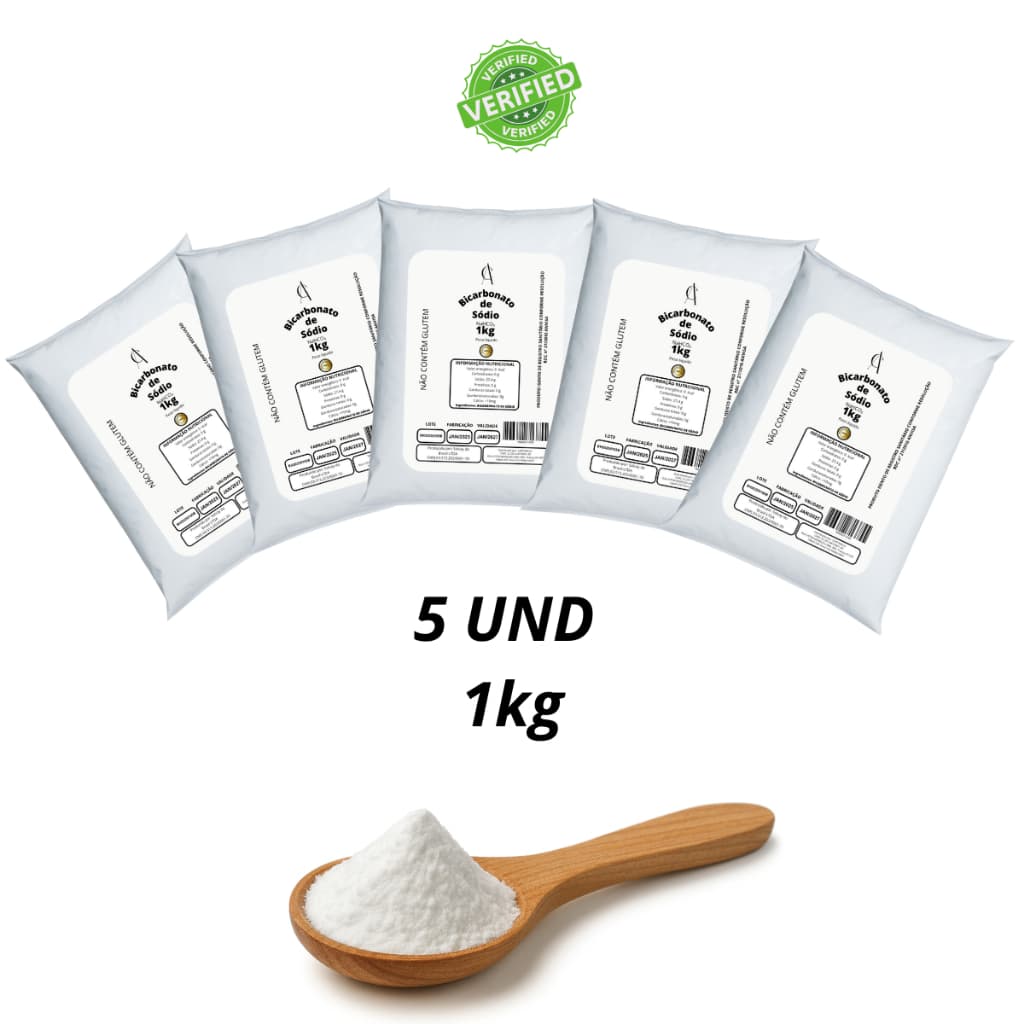 Bicarbonato de Sódio 5kg Extra Fino 100% Puro Alimentício Limpeza Piscina Roupas Brancas Multiuso