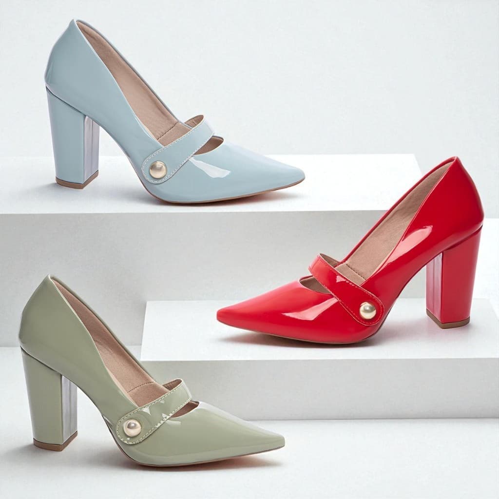 Sapato Scarpin Feminino Colorido Verde Azul Vermelho Salto Alto Fechado Social Confortável Elegante