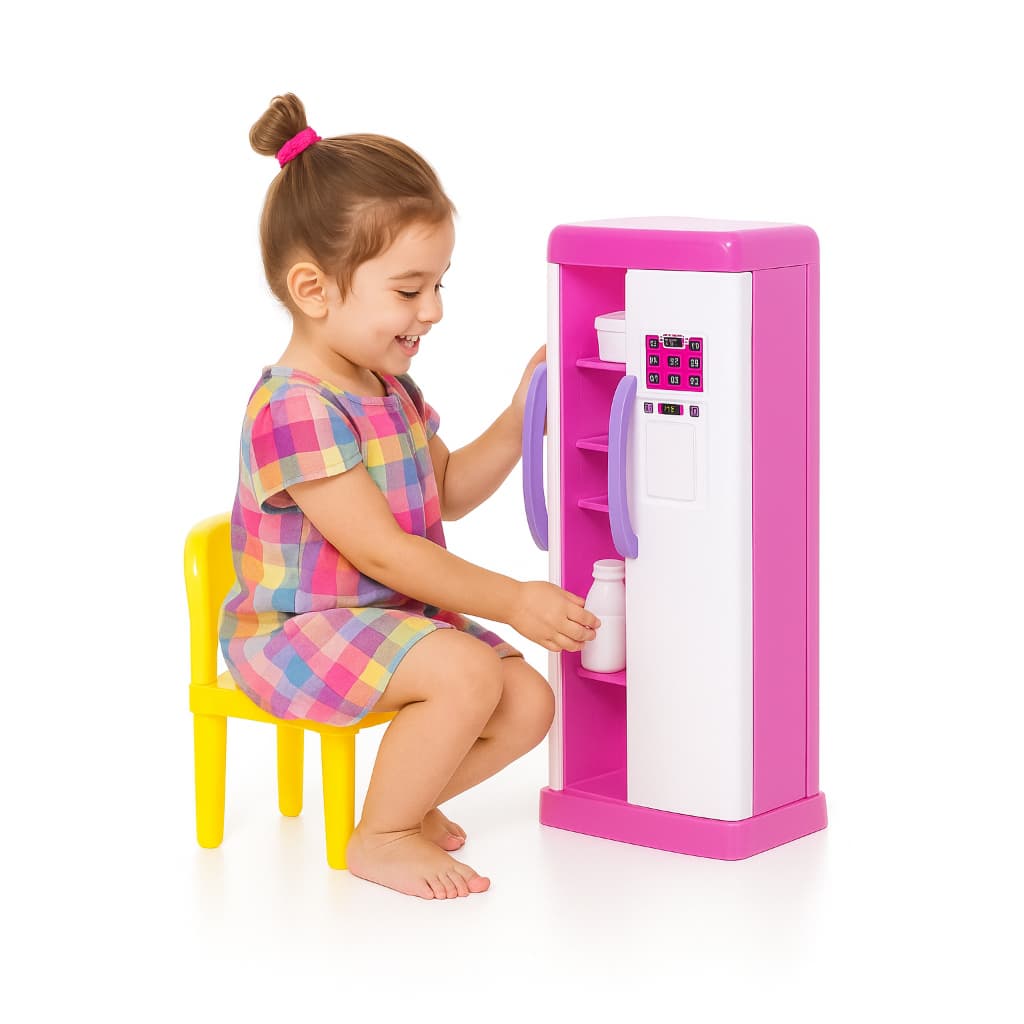 Geladeira de Brinquedo Duas Portas Faz de Conta infantil com Acessórios da Pais & Filhos