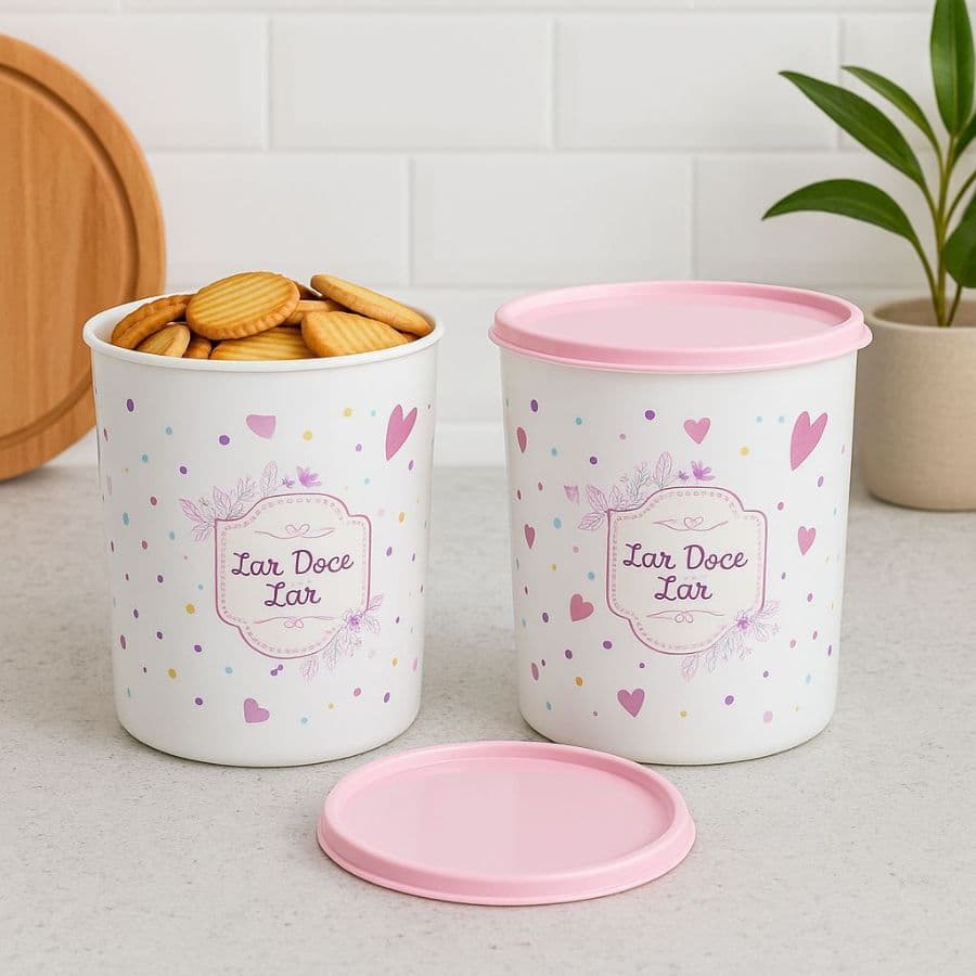 Pote Porta Mantimentos Rosa Doce Lar 4 litros Pedreira Utlidades