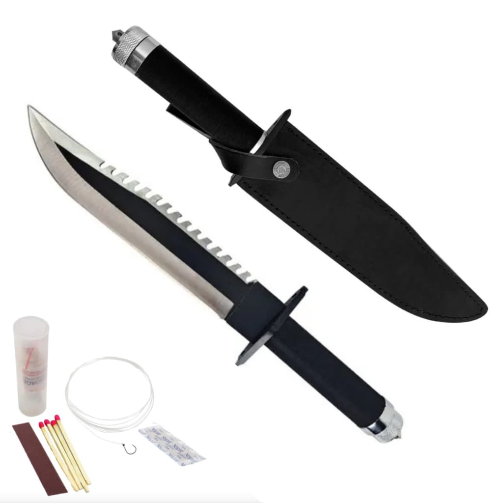 Faca Tática Titan Aço Inox 420 Com Bússola Kit De S Preto