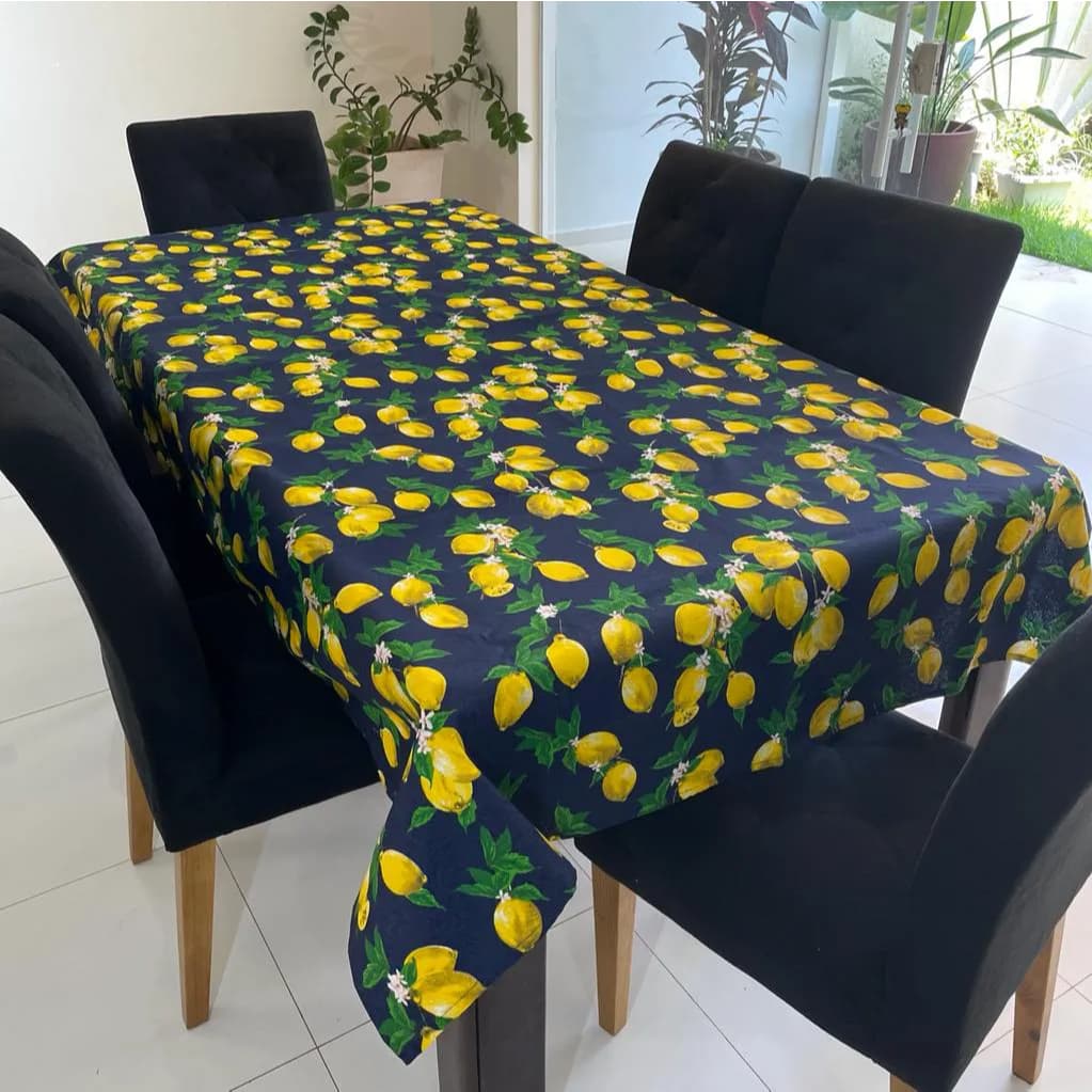 Toalha de Mesa Estampa de Limão 4 6 e 8 lugares Jantar Decoração