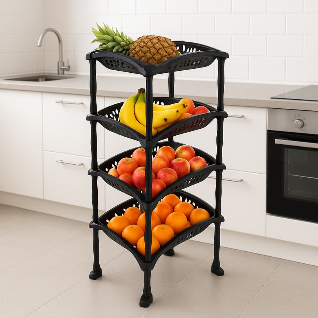 Fruteira Organizador De Frutas Vertical 3 e 4 Andares Cestos Com Rodinhas Arquiplast