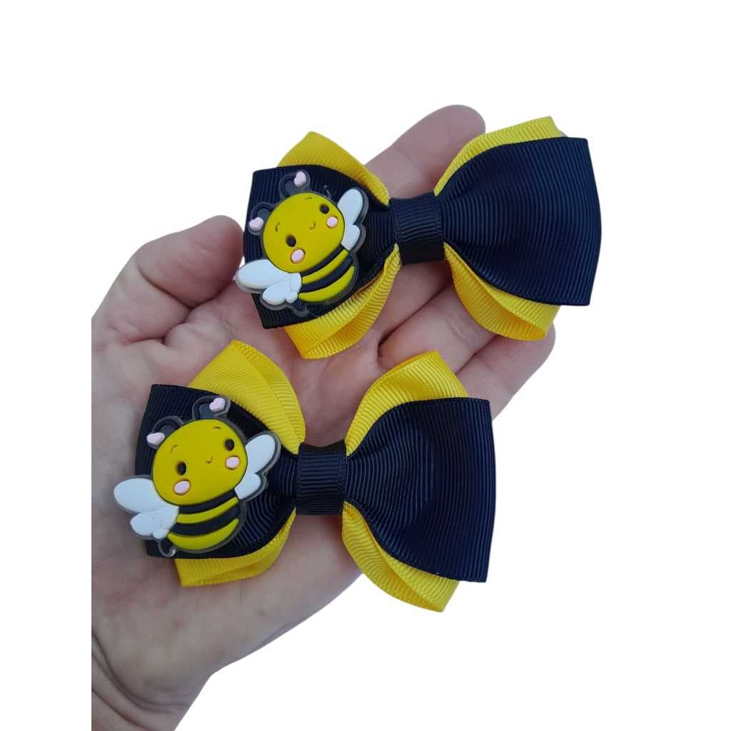 Laço Temático Abelha  Parzinho Infantil na Presilha Envio Imediato