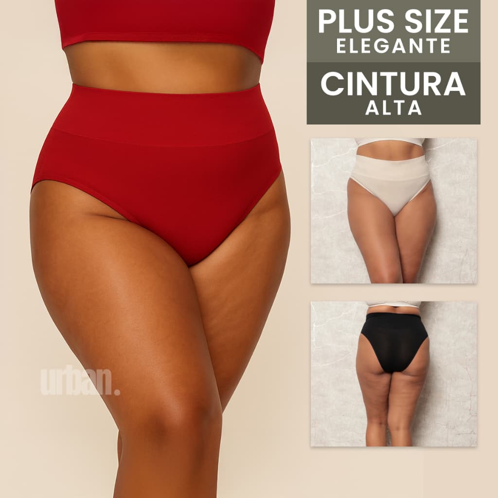 Kit Calcinha Plus Size Confortável Cintura Alta Modeladora