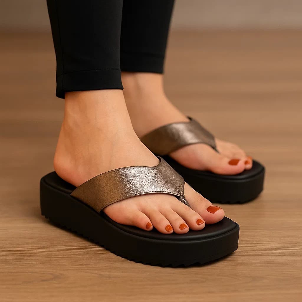 Sandália Feminina Moleca Plataforma Metalizada 5489.100