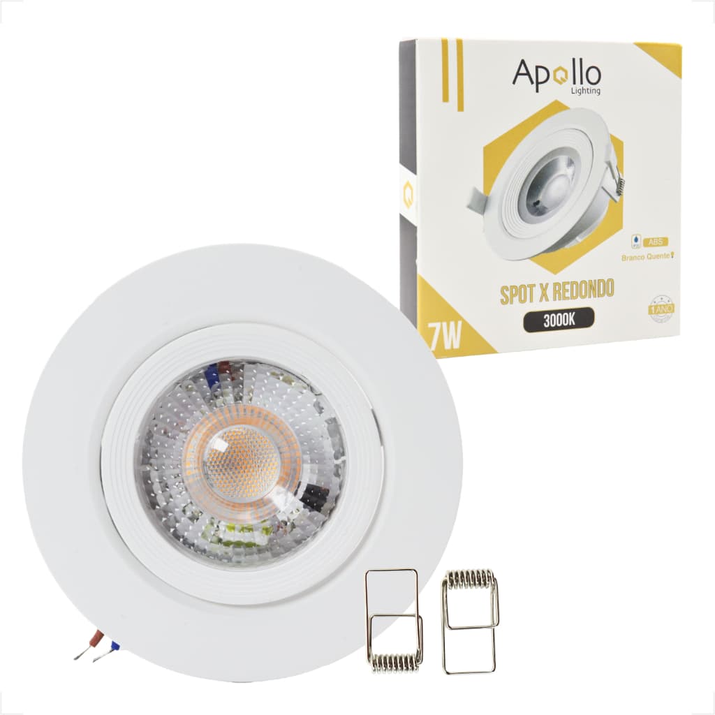Spot 7w Embutir Redondo Branco Quente 3000K Frio 6500K IP20 Teto Sanca Direcionável Iluminação
