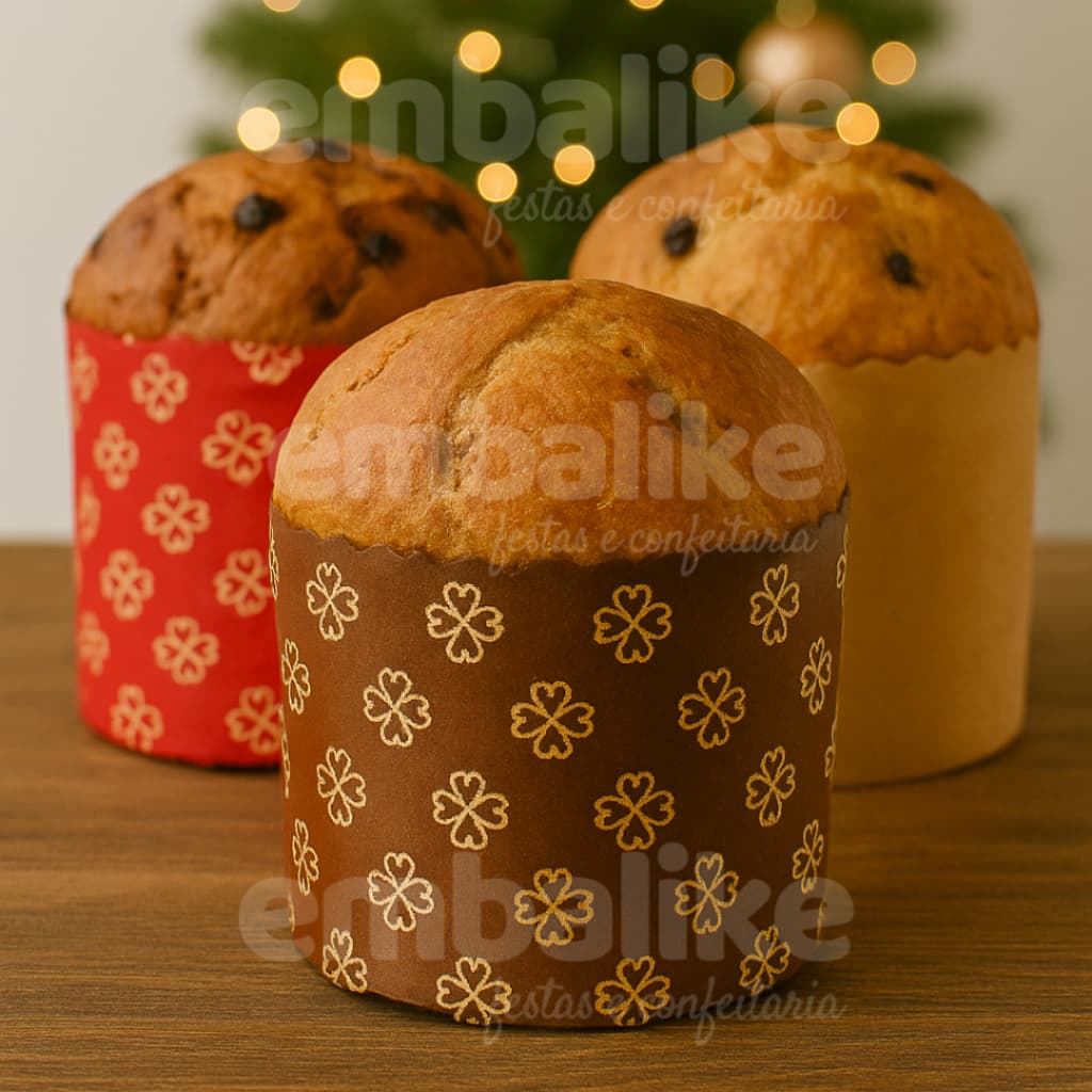 20un Forma Assadeira Mini Panetone 100g 7x6cm Kraft - Natal Chocotone Brownietone