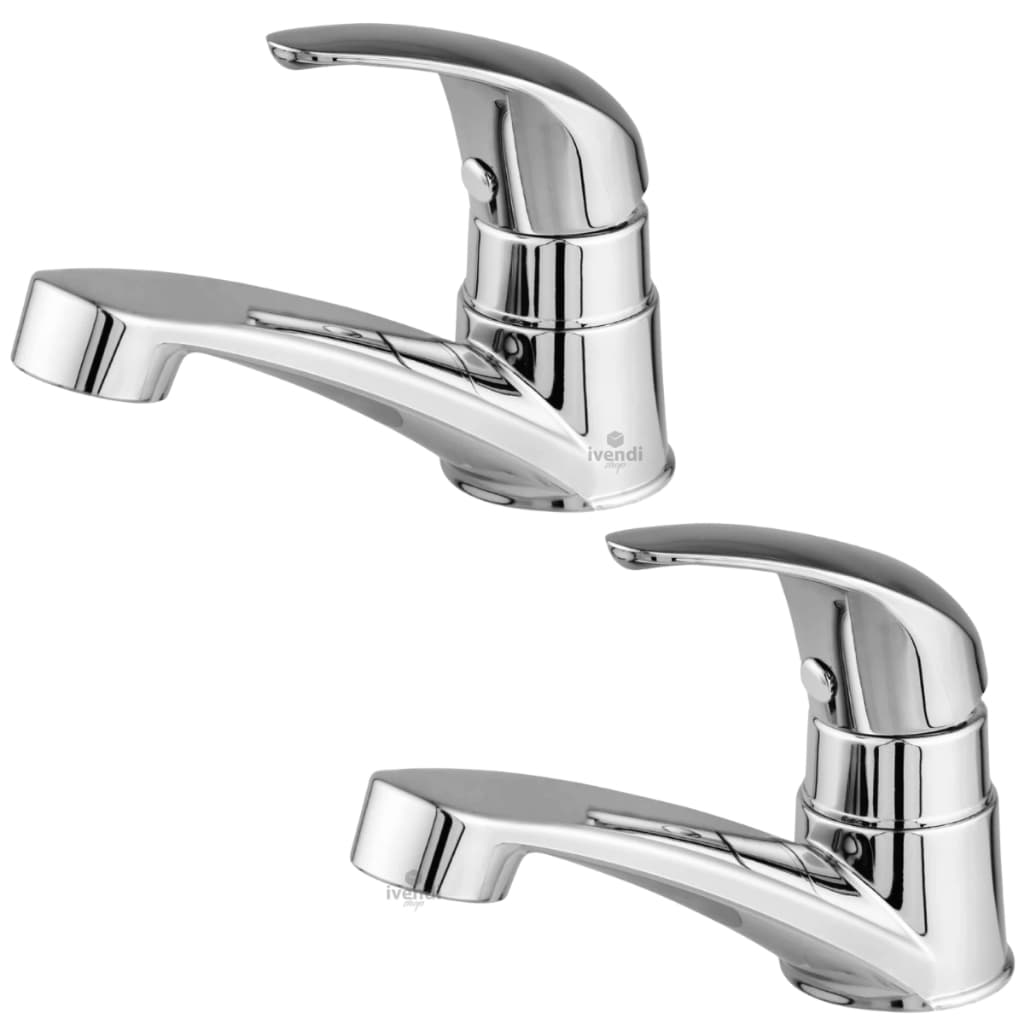 2 Torneiras Banheiro Lavatório Pia Bancada Sistema Mono Up Cor Cromado Alavanca Moderna Chique