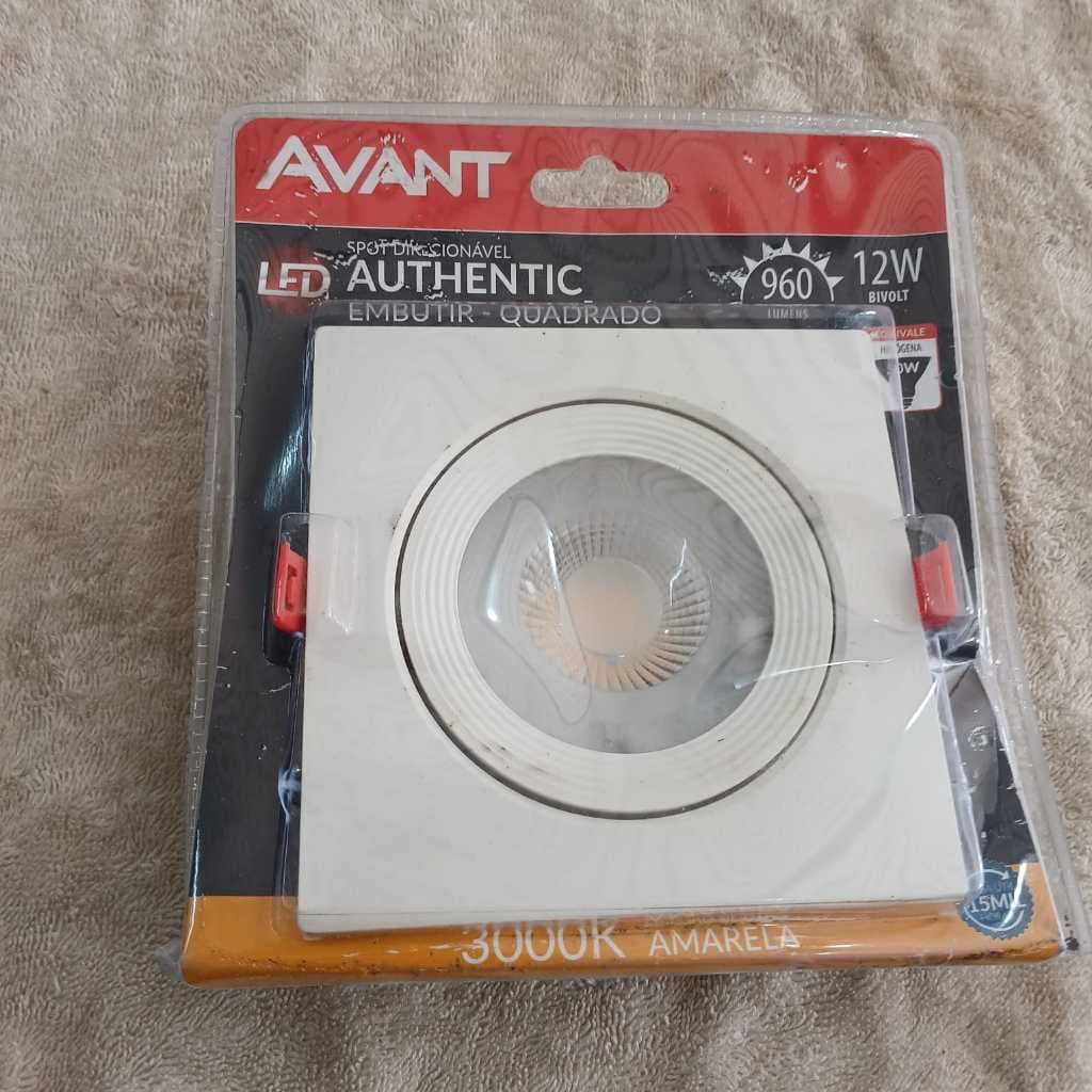 Kit 12 Spots Led Quadrado Embutir 12w Bivolt Avant Teto Gesso Cor amarela 3000K 110V/220V