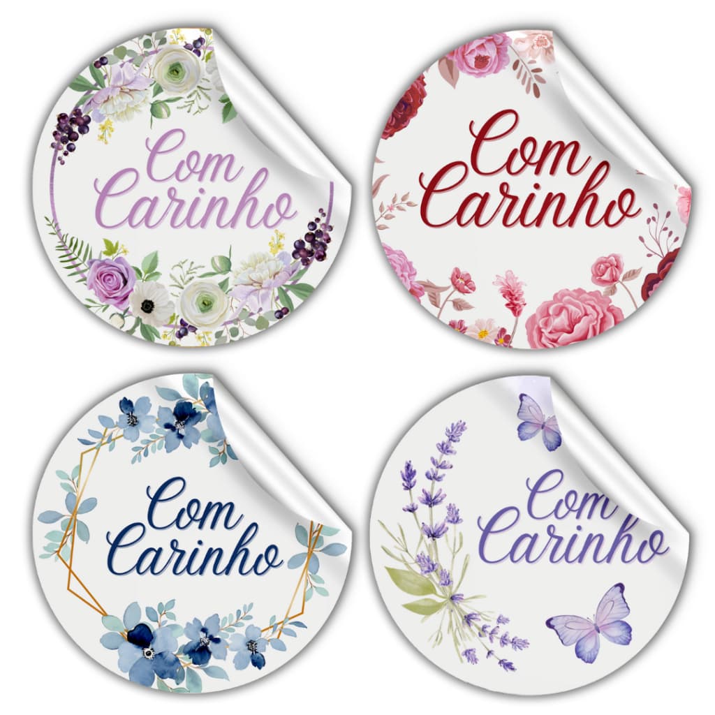 Kit 100 Adesivos Com Carinho para Sabonetes Presente Embalagem Cliente