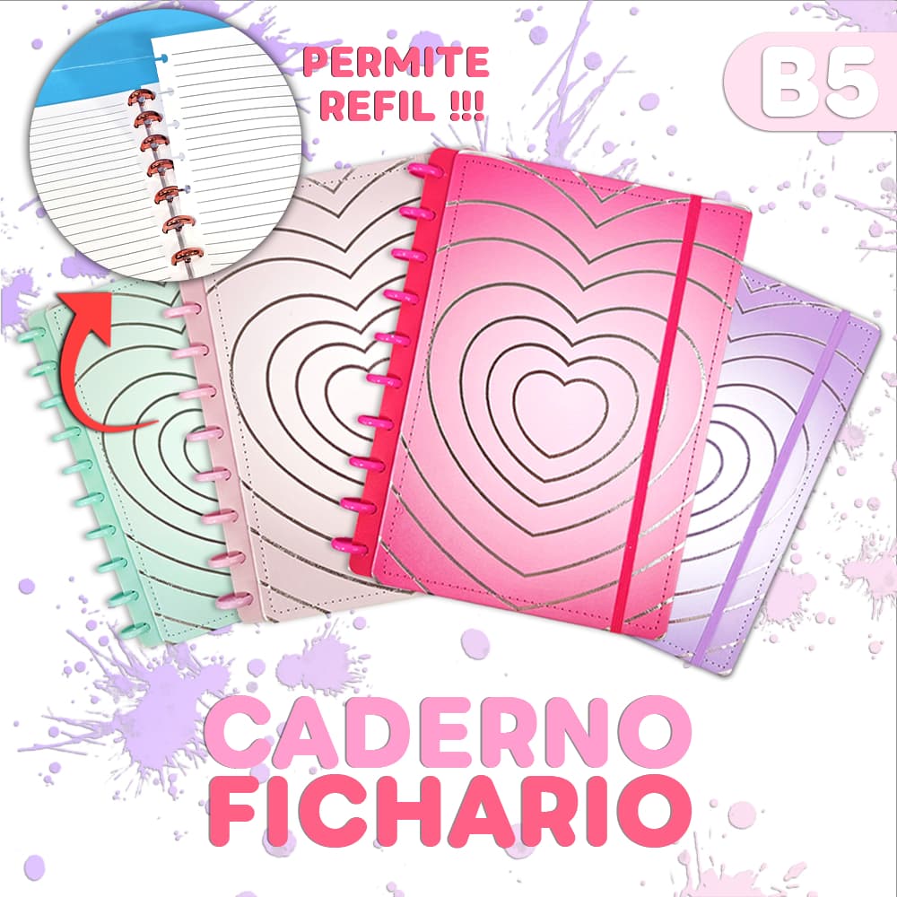 Kit Caderno + Refil 80f+ Divisoria 8fls Universitário B5 /A5 26x19cm 16x21cm1 Matéria 10/8 Discos 80 Folhas Capa Dura