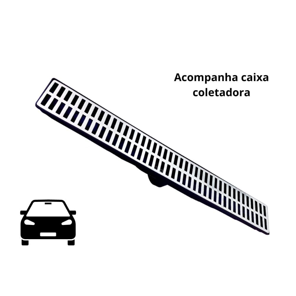 Ralo Linear Grelha Alumínio 15x100 Cm Com Caixa Coletora