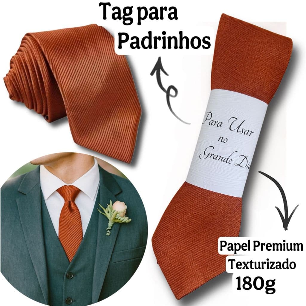 Kit 4 a 20 Gravatas Terracota para Padrinhos Casamento Slim