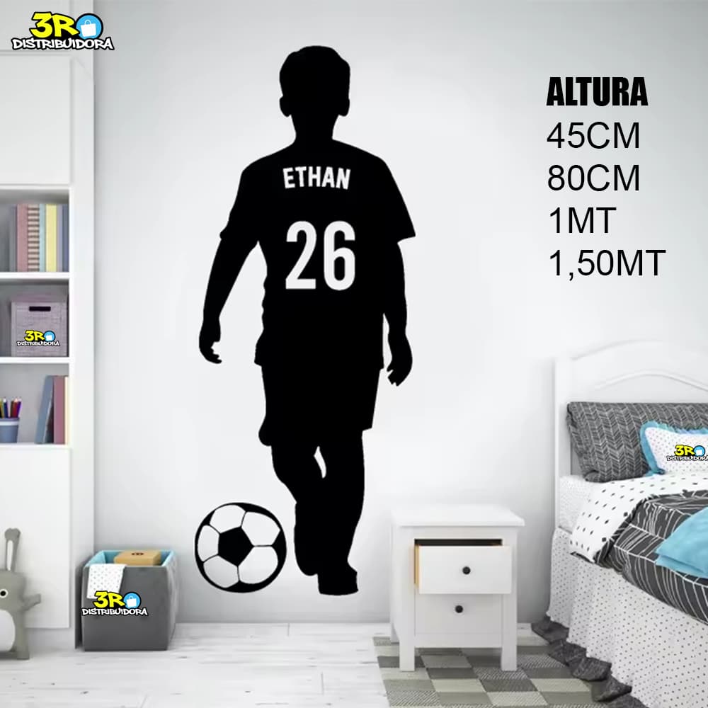 Adesivo Jogador nome e numero personalizado jogador de futebol para decoração quarto, guarda roupas veículos espelhos