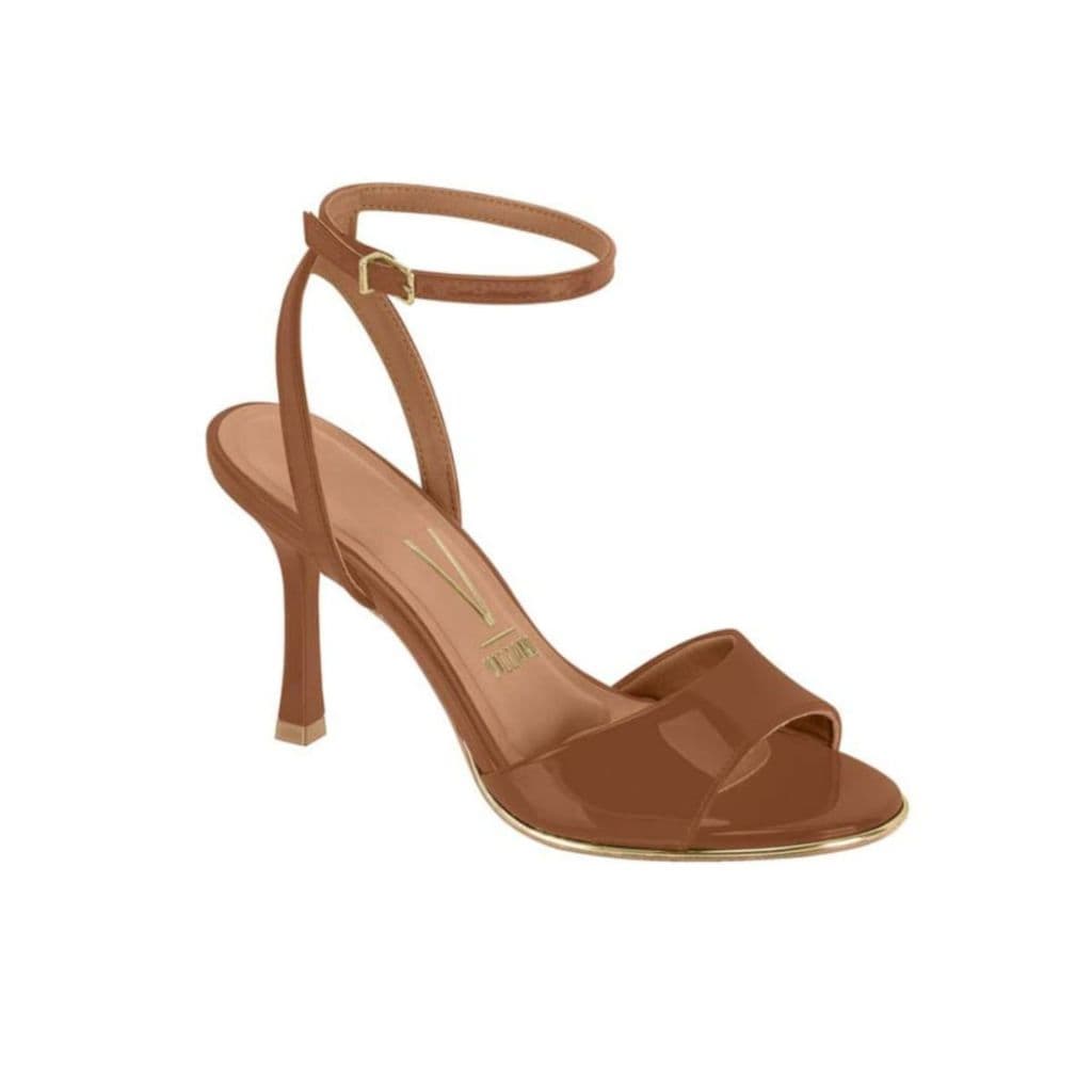 Sandália Feminina Salto Fino Alto Verniz Caramelo Original Vizzano