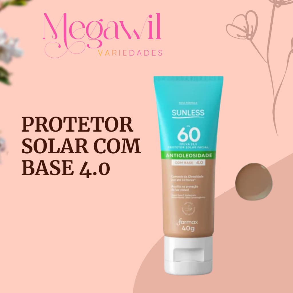 Protetor Solar Facial FPS 60 Sunless Base 4.0 – Efeito Matte 40g