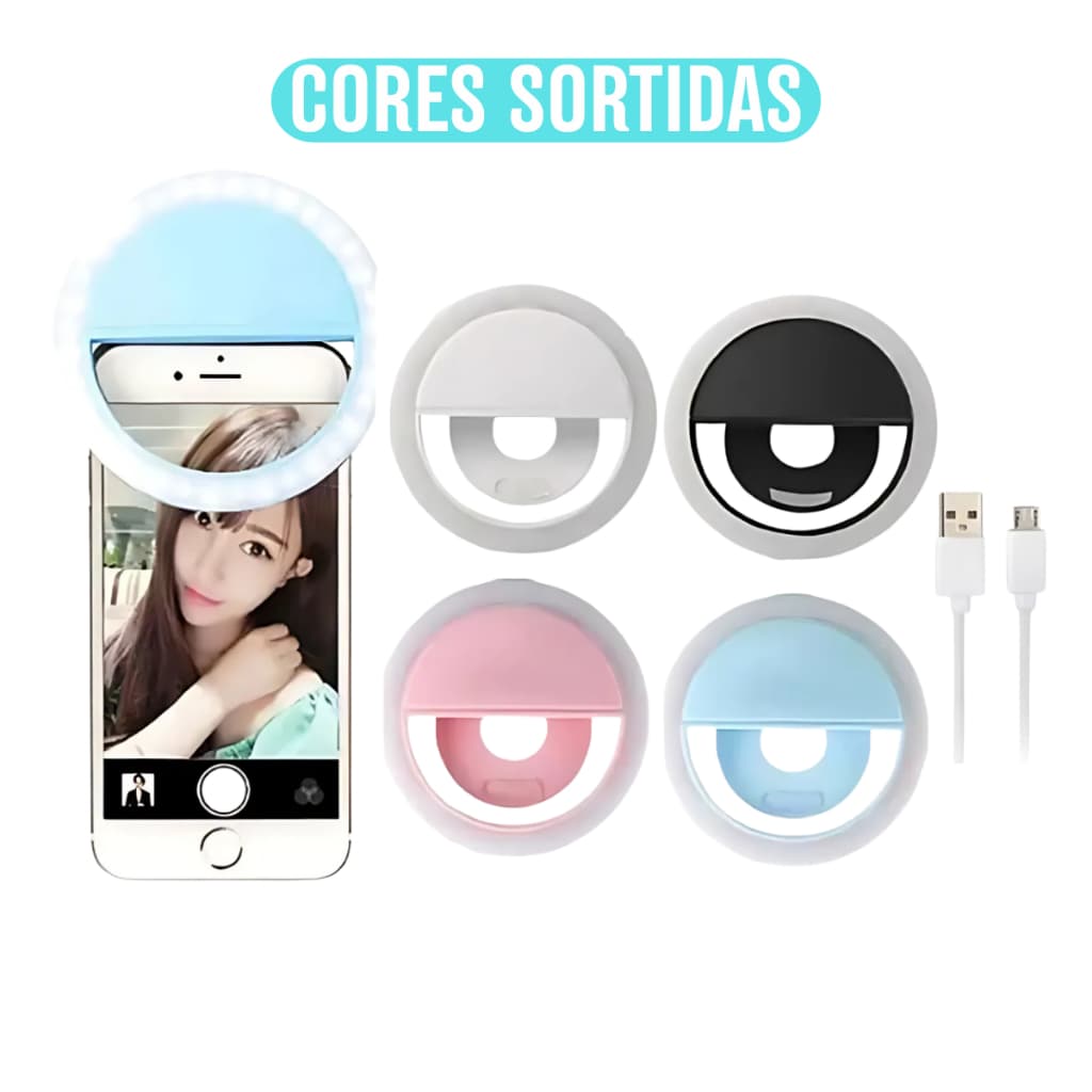 Ring Light Clip Selfie com LED para Celular Universal(CORES SORTIDAS)