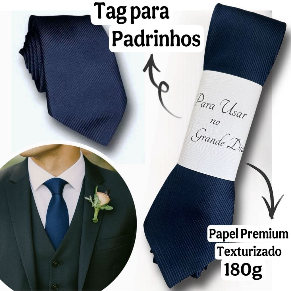 Kit 4 a 20 Gravatas Azul Marinho para Padrinhos Casamento Slim