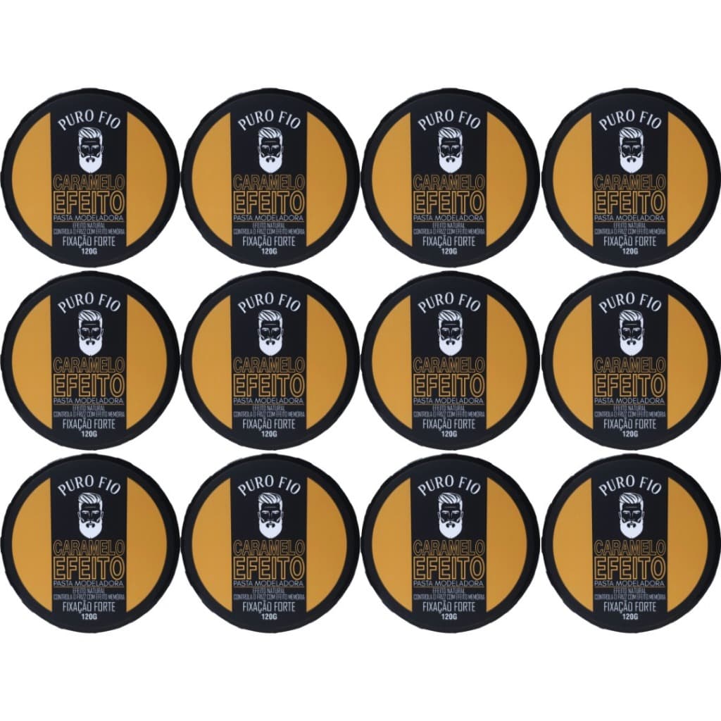 Kit 12x Cera Modeladora Caramelo Puro Fio 120g Fixação Forte Pasta Modeladora Profissional Cabelo Barba Bigode Envio hj!