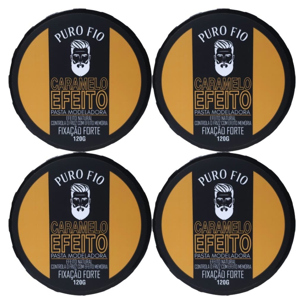 Kit 4x Cera Modeladora Caramelo Puro Fio 120g Fixação Forte Pasta Modeladora Profissional Cabelo Barba Bigode Envio hj!