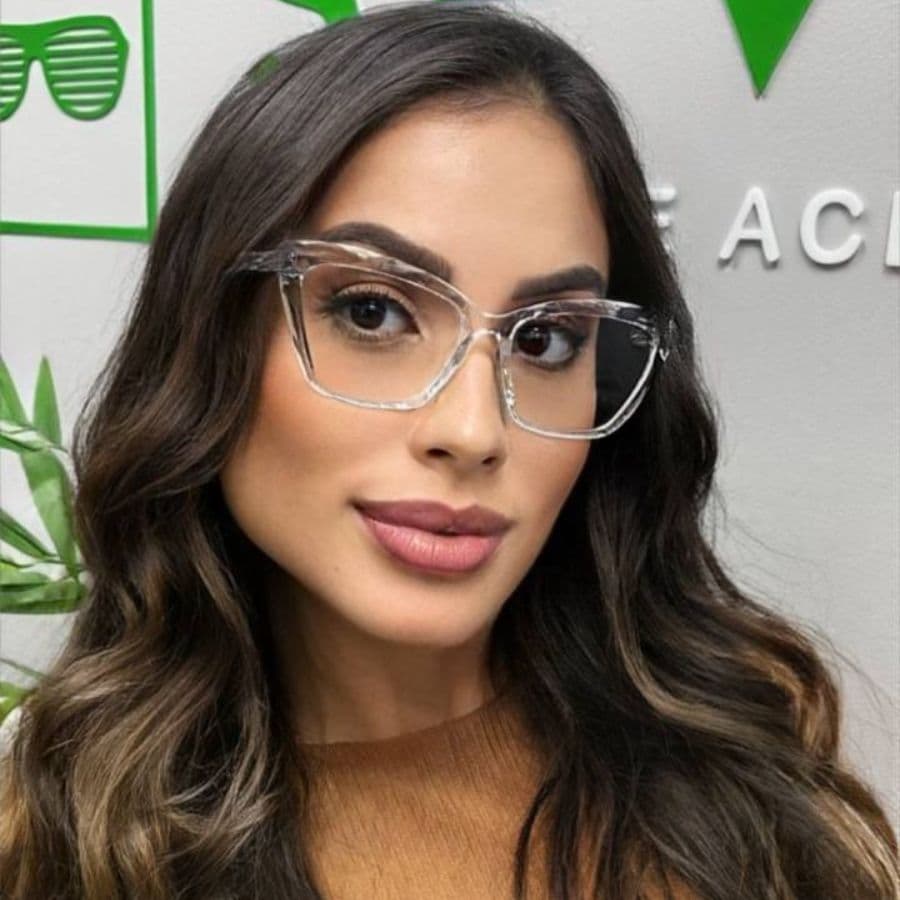 Armação Com Lentes Transpaentes Feminino Estilo Executiva Resistente Oncinha Moda Fashion Tendencia  Barato
