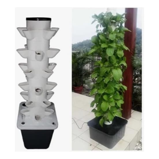 Torre Hidropônica Completa 30 Vasos com Bomba e Reservatório 20 L – Cultivo Fácil e Sem Manutenção Jardin verticalTomate