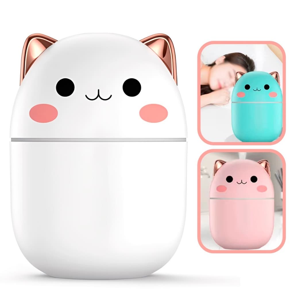 Umidificador Difusor Aromatizador Gatinho 250ml Purificador De Ar Portátil Usb - ENVIO IMEDIATO