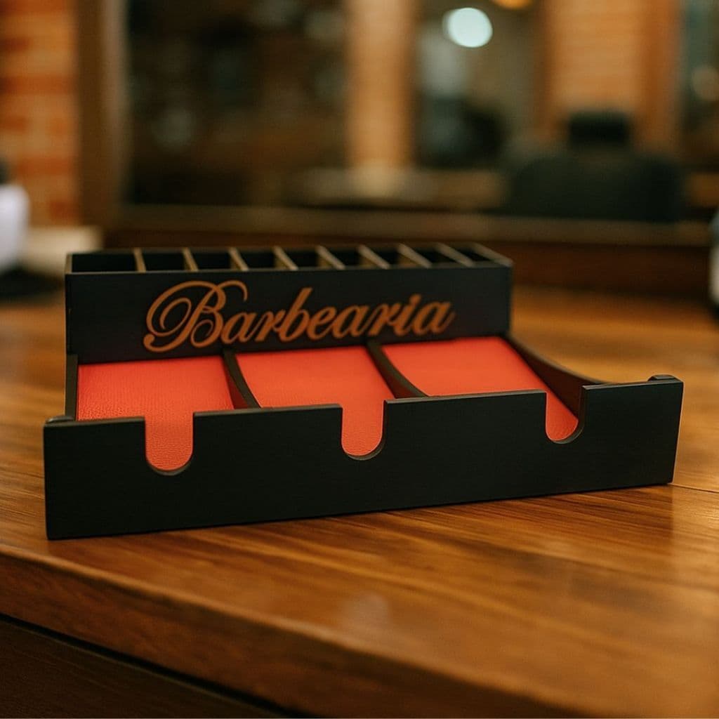 Suporte para Máquinas + Porta Pentes em MDF Kit Bancada de Barbearia