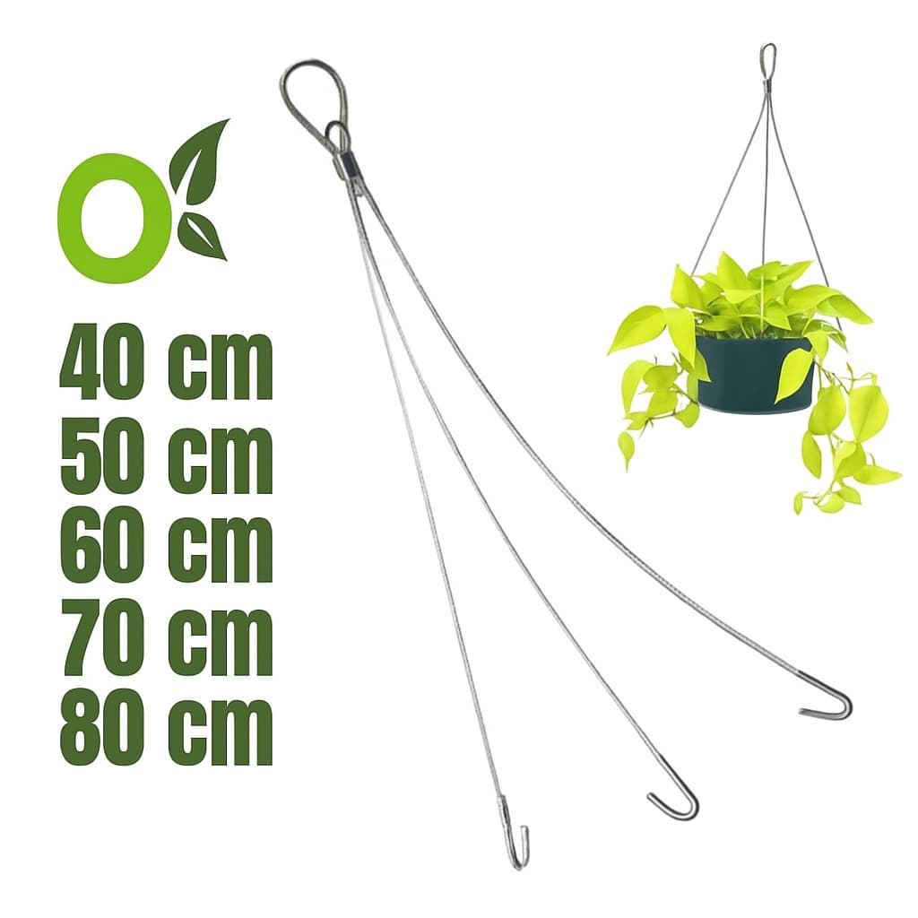 Kit 10 Cabos de Aço com Gancho 3 Pontas – Suporte para Vaso de Planta Parede e Teto