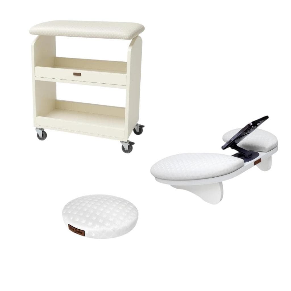 Carrinho Auxiliar + Apoio de Braço Delta Pro Para Manicure + Apoio de Cotovelo Nails Designer