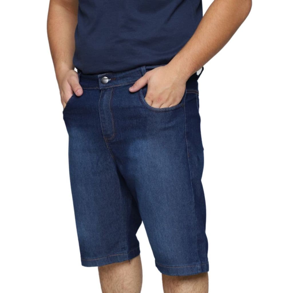 Bermuda Jeans Masculina Plus Size Lycra Casual Poliéster Elastano 48 ao 56