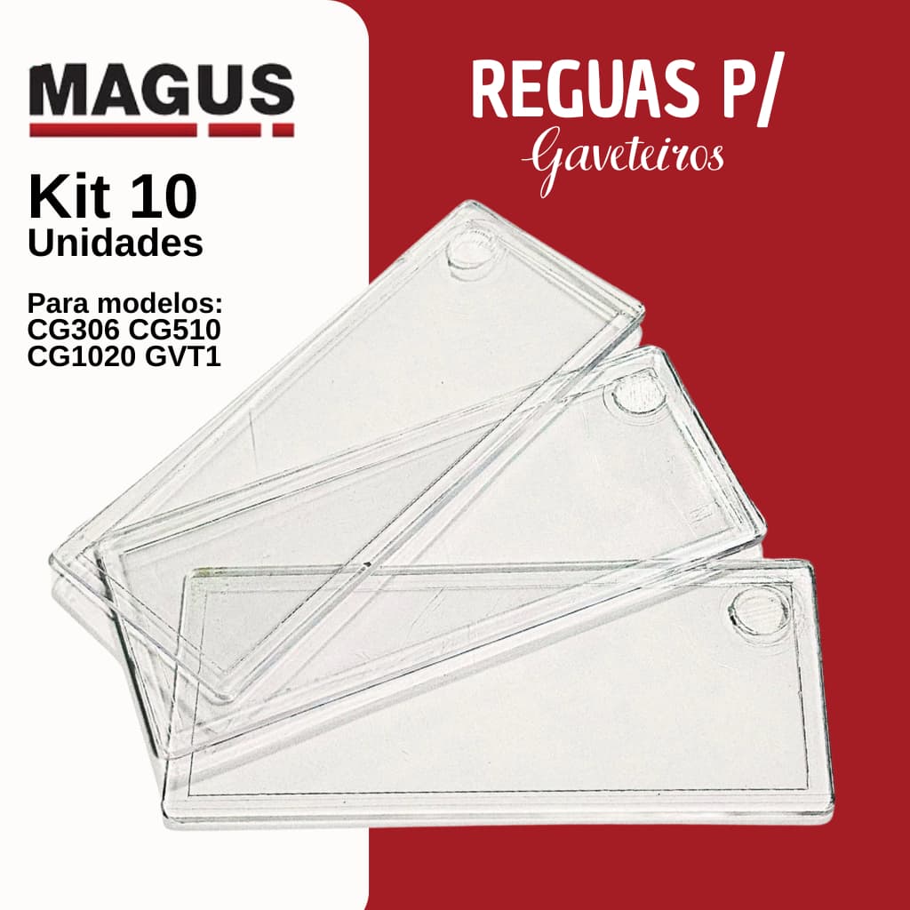 Réguas Divisórias RGA1 Para Gaveteiro MAGUS – Kit com 10 Unidades em Plástico Resistente