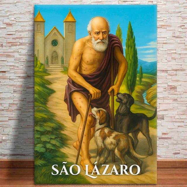 Quadro Decorativo São Lázaro Protetor dos Animais Imagem Religiosa MDF 3mm
