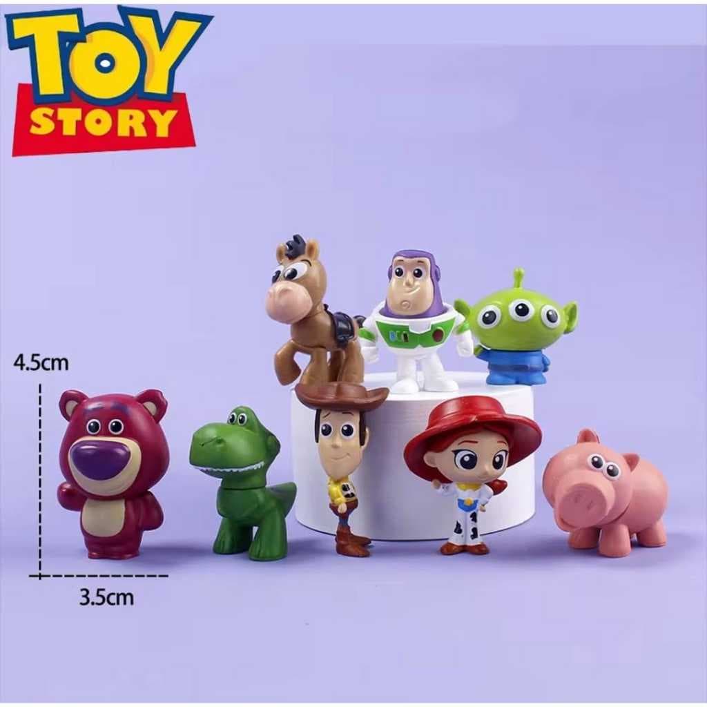 Kit 8 Peças Bonecos Toy Story Buzz Woody Aliens Rex Jessie Lotso Colecionável
